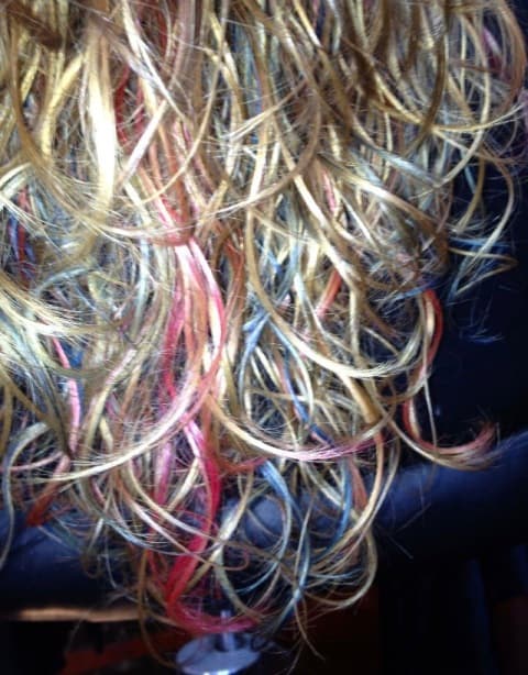  curly colored hair at hot waves salon 