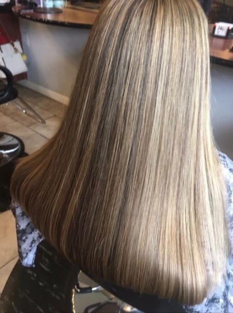long straightened hair at hot waves salon in south philly 